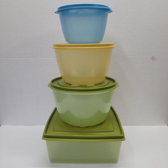 4 Vtg Rubbermaid Storage Containers with Daisy See through Lid 4 Qts 4 8 12 Cups - Picture 1 of 16